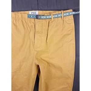 Stoic Belted Chino Pants Men's XL Mustard Yellow Stretch Waist 36x28